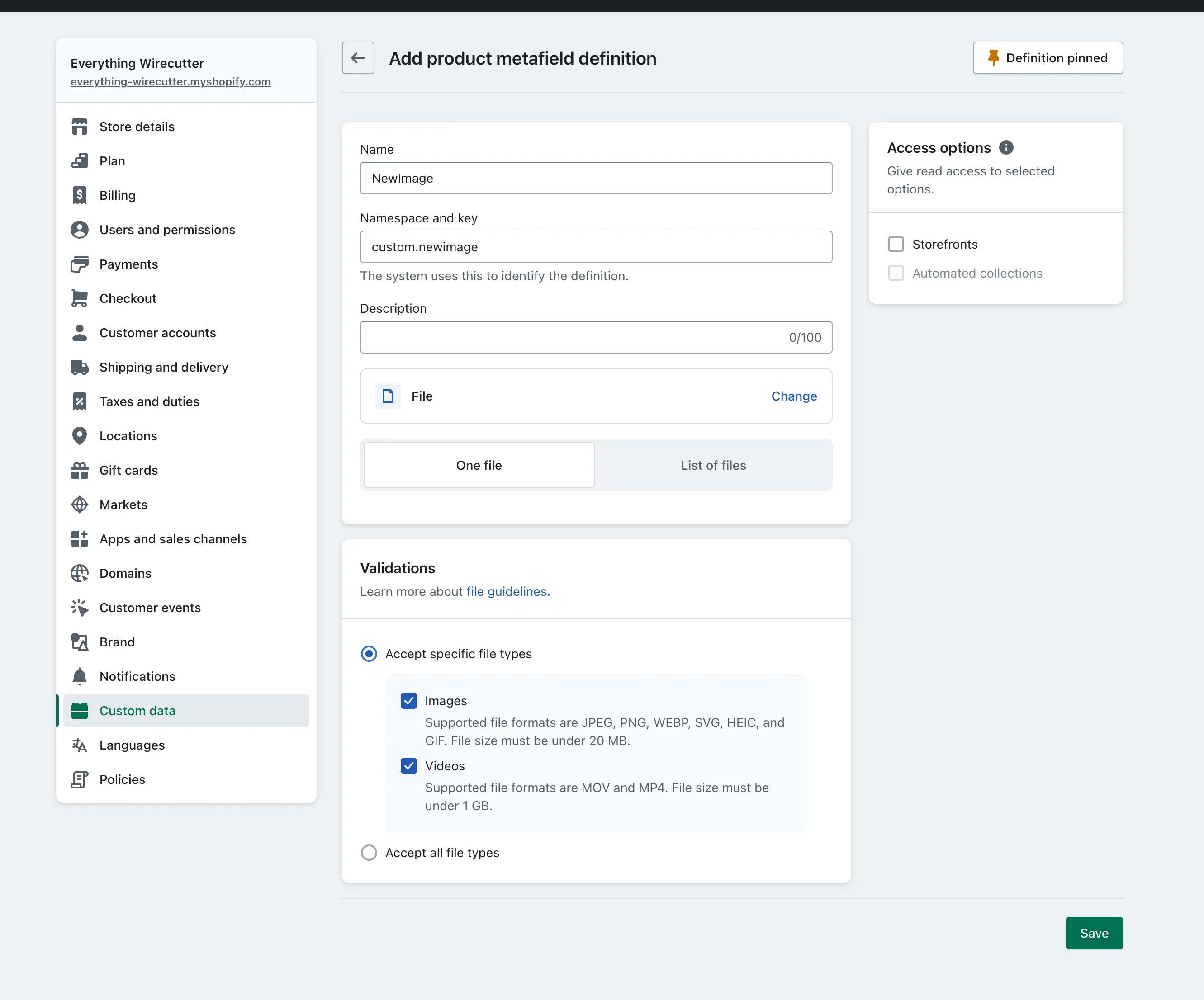 shopify admin metafield definition screen - Shopify Plus Metafields: The Unified Data Strategy [2026]