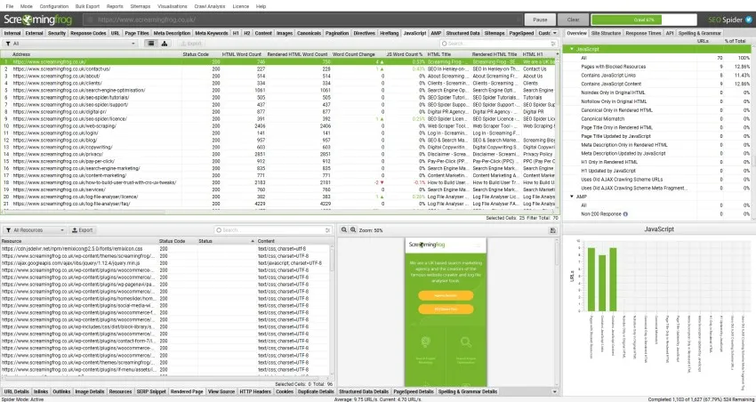 screaming frog javascript rendering dashboard - Shopify Technical SEO Audit Checklist (2026 Guide)